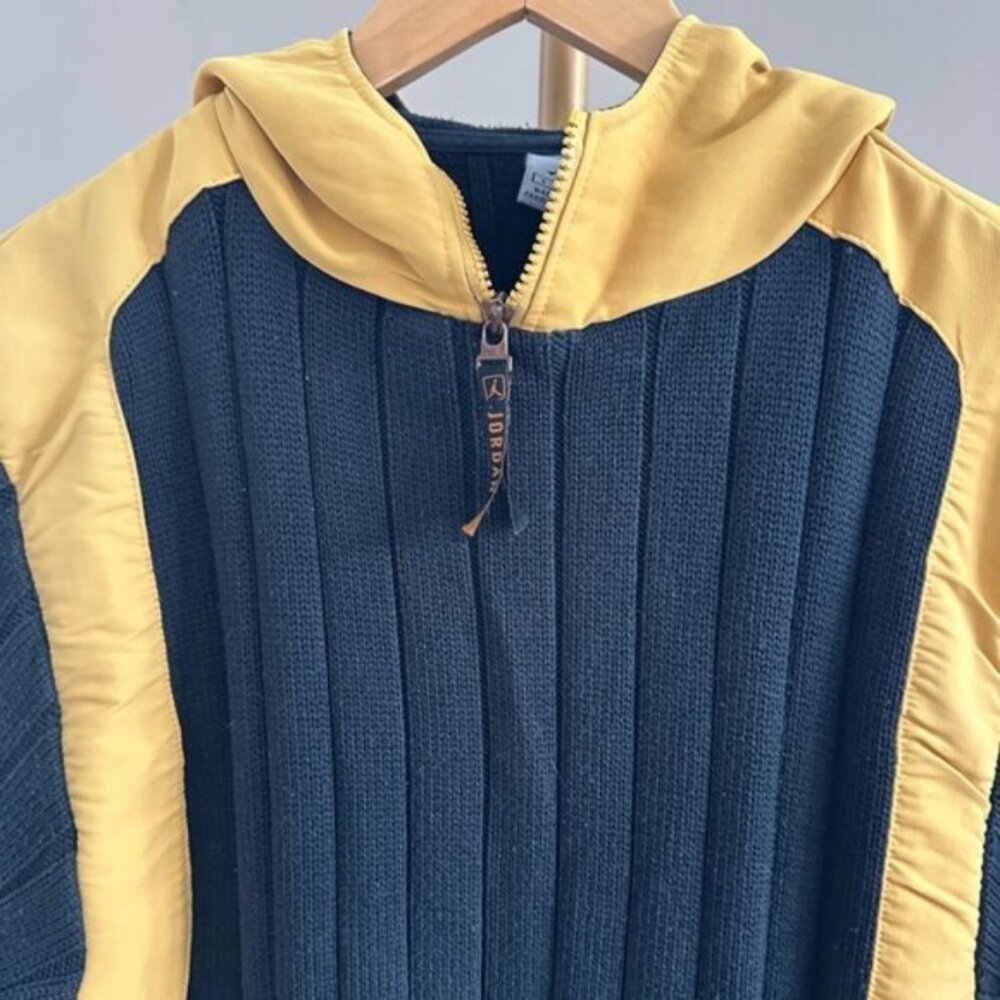 Air Jordan Flight Michael Jordan Yellow Black Half-Zip Pullover Sweater Hoodie L